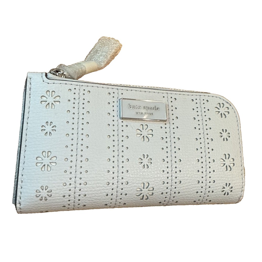 Kate Spade New York White Eyelet Floral Zip Around Wallet Cottagecore Spring